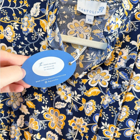 Cartolina Nantucket • NWT Poppy Polyester Pleated Blouse Sz XS Preppy Office - Picture 6 of 13